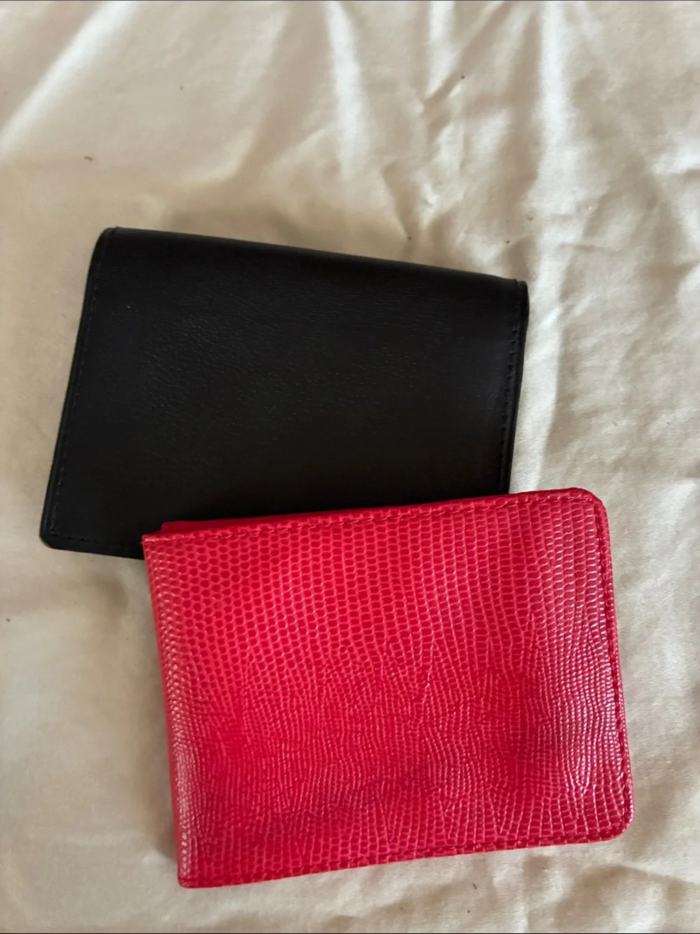 Two Red and Black Slim leather Wallet Card Holder